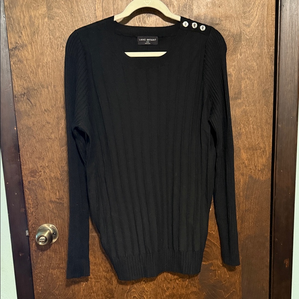 Lane Bryant Black Sweater with Button Accents